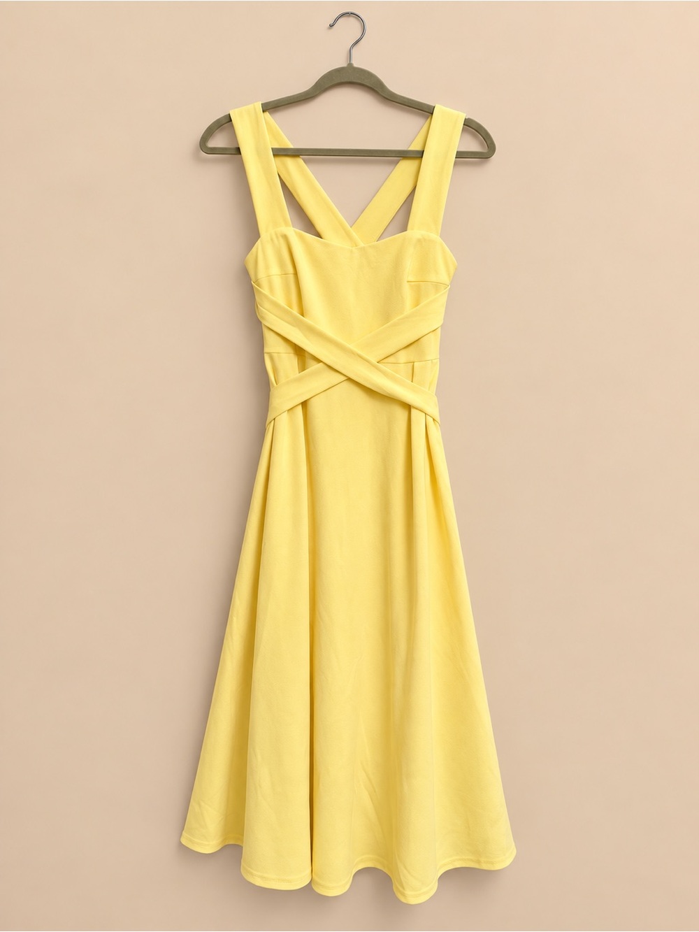 Cider Butter Yellow Crisscross Midi Dress - Size 8 (L)